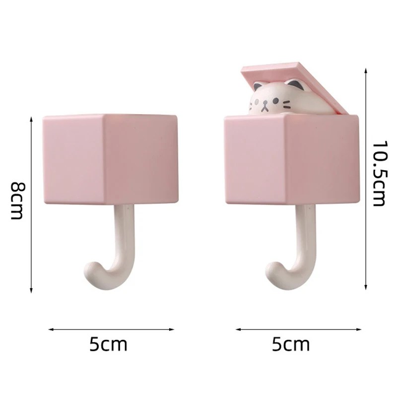 Cartoon Cat Hook Wall Animal Decoration Rack Self Adhesive Dormitory Bedroom Door Hangers Hooks Key Umbrella Towel Cap Coat Rack