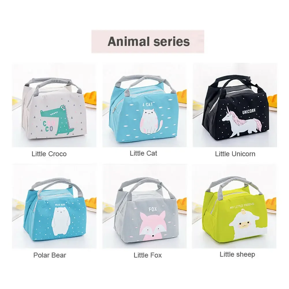 New Lunch Bag Cute Animal Pattern Portable Animal Thermal Insulated Cooler Waterproof Picnic Lunch Box Bag Lunch Bags for Women