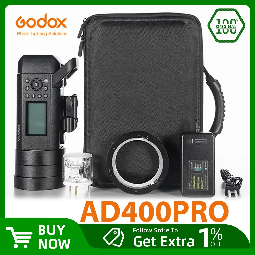 Godox 400W AD400 Pro WITSTRO All-in-One Outdoor Flash AD400Pro Li-on Battery TTL HSS with Built-in 2.4G Wireless X System