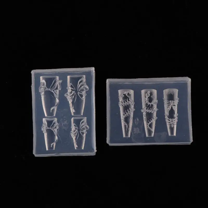 

1 Piece Retro Snake Bone Bow Pattern Stereotemplate Nail Art Decor Ornament Nail Silicone Mold DIY Templates Nails Mold