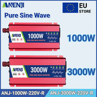 ANENJI Car Inverter 1000W 3000W Pure Sine Wave 12V 24V 220V 50Hz Adapter LED Display Portable Power Converter Solar Inverter