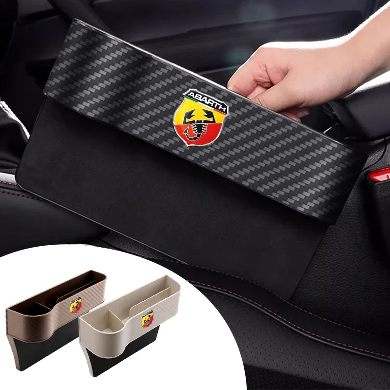 

Car Logo Carbon Fiber Seat Gap Storage Box For Fiat Punto Abarth 500 Stilo Ducato Palio Bravo Doblo Car Interior Accessories