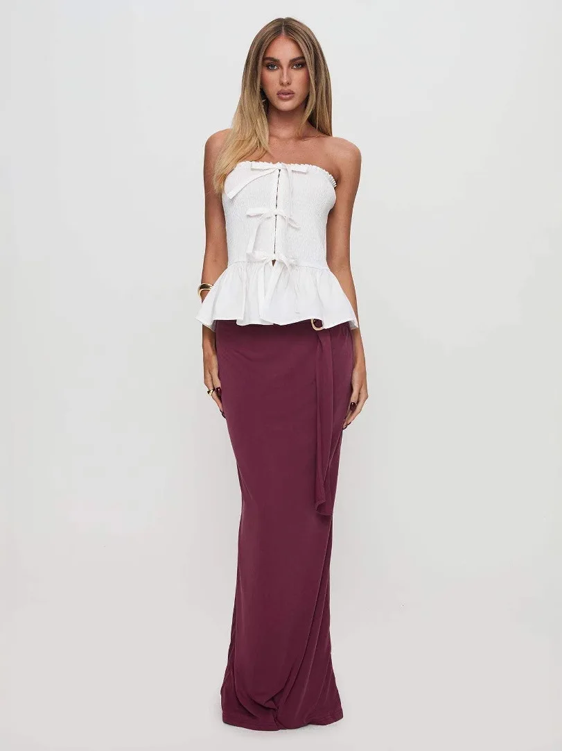 

Сексуальный жилет на одно плечо с ремешком для женщин, женский жилет из полиэфирной ткани с узлом, китайское производство, осень 2021, осень