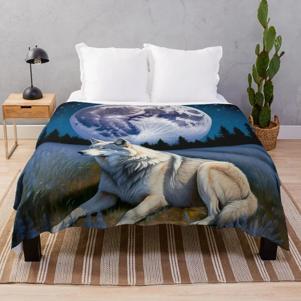 Eyes of the Wild: A Wolf's Wisdom Throw Blanket Cozy Sofa Blanket for TV Watching Napping