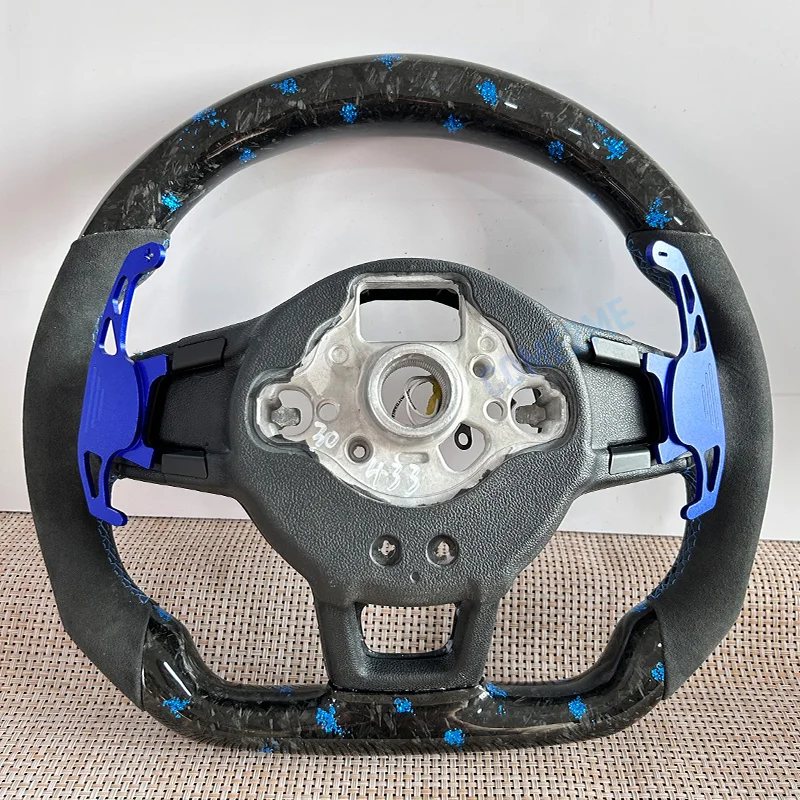 Forged Carbon Fiber Steering Wheel Suitable For Golf 7 7.5 GTI Models With LED And Multifunction Buttons, Shift Paddles