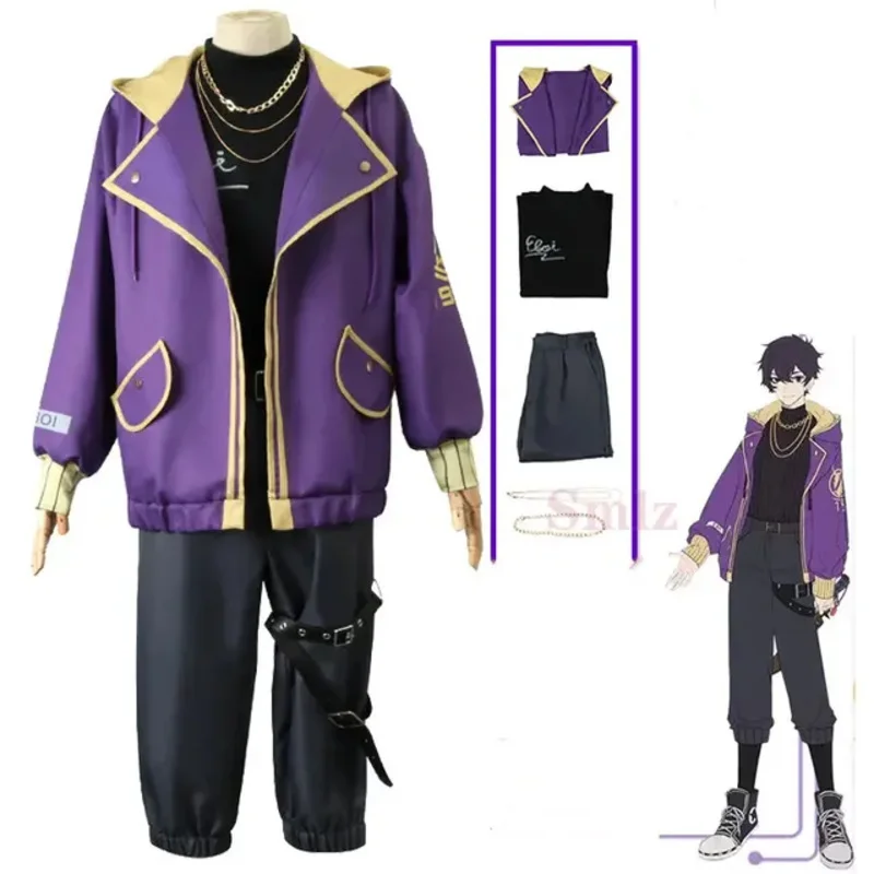 Shoto Shxtou Cosplay Anime VTuber Costume Cosplay uomo Fancy Party Suit parrucca scarpe giacca viola Halloween Carnival Uniform