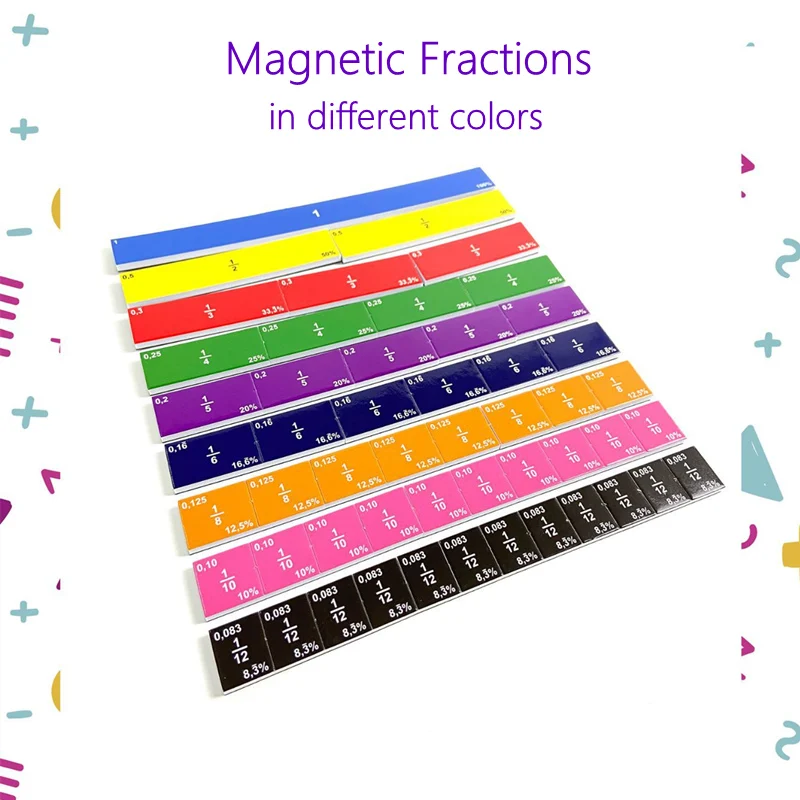 Magnetic Fraction Demonstrator Math Learning Tools For Kids School Eduction Teaching Aids Class Games Classroom 102pcs Supplies