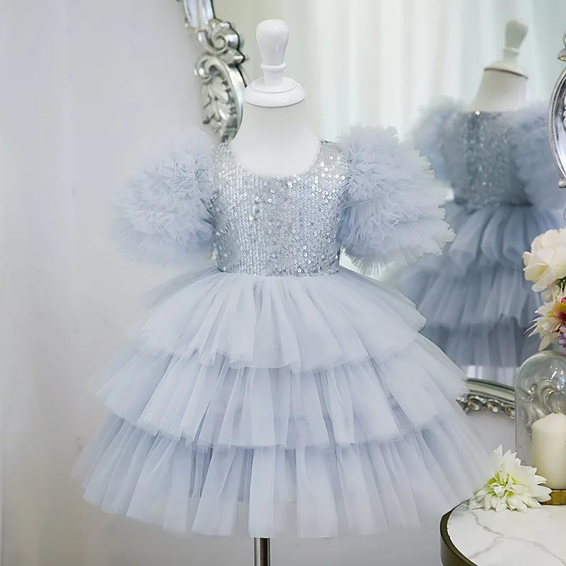 

Luxurious Sequin Lace Flower Girl Dresses Crystals Little Girl Wedding Dress First Communion Pageant Dresses Ceremony Prom Gowns