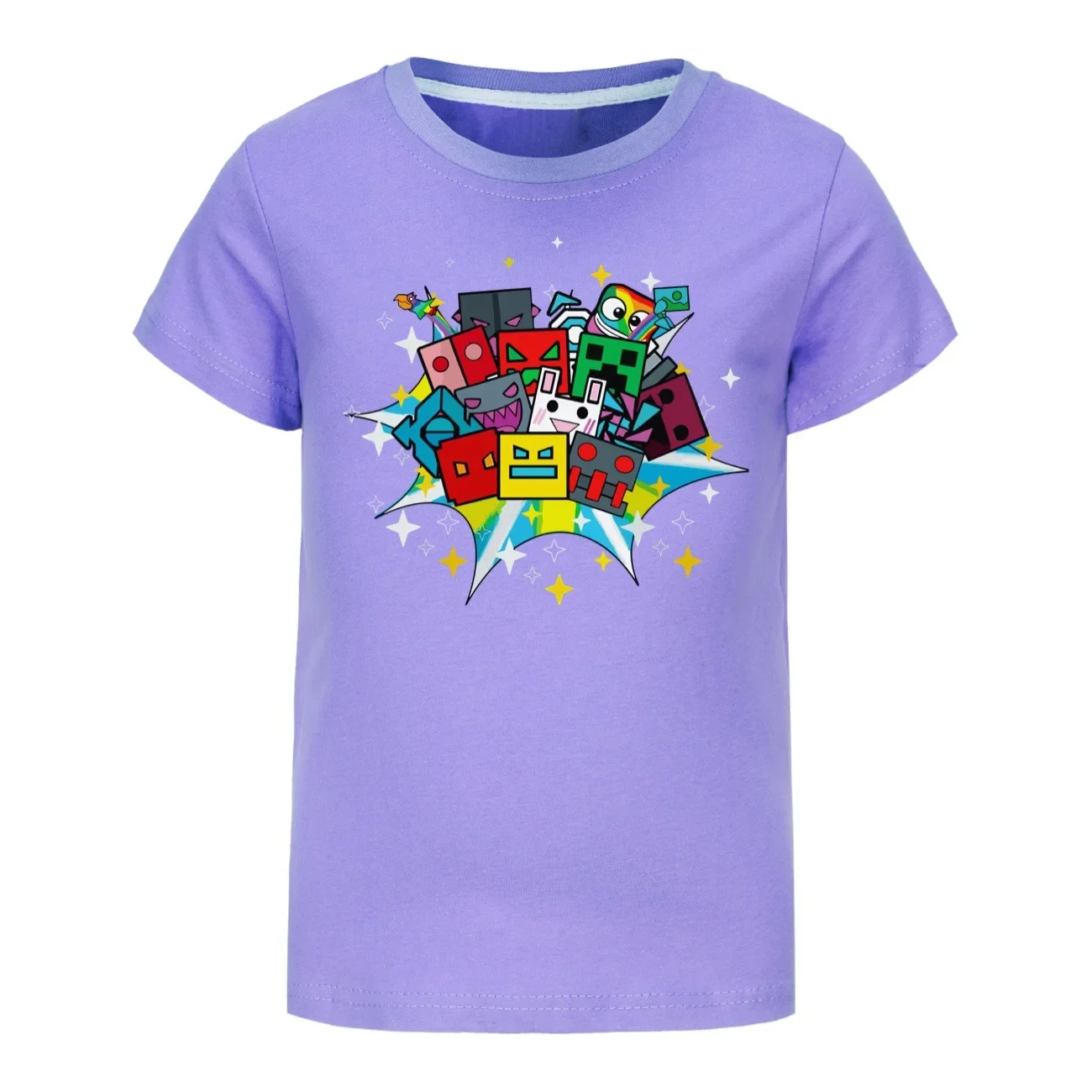 Kinderen Cartoon Mode Kleding Geometrie Dash T Shirpeuter Jongen 2024 Tee Junior Meisjeskleding Kinderen Korte Mouw Tops3041