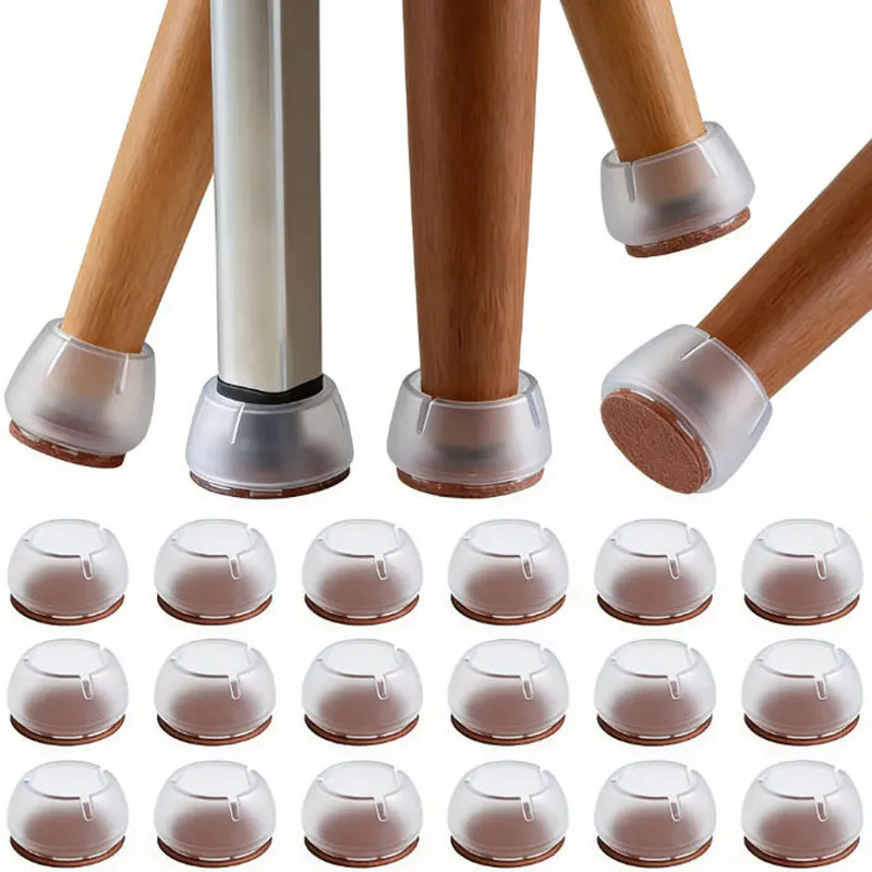 

24/4pcs of Table and Chair Foot Protection Covers - Anti Slip Silent Table and Chair Foot Caps, Wear-resistant, Noise Reducing
