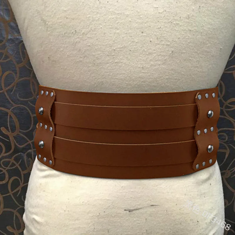 Steampunk Medieval Wide Belt Leather Double Waist Armor Celtic Large Waistband Men Women Viking Knight Cosplay For Carnival Larp