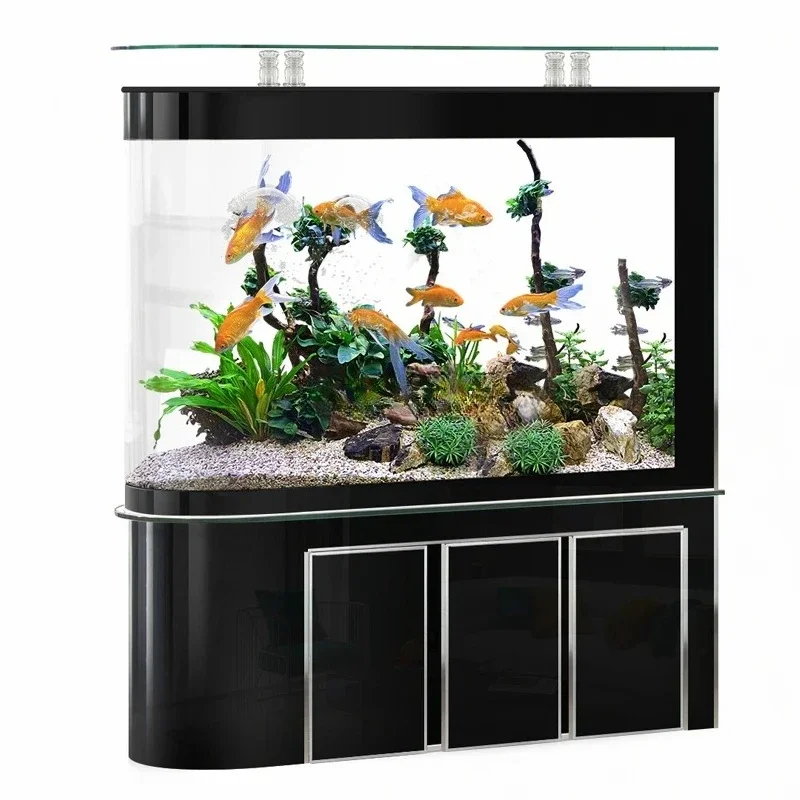 

Fish tank living room self-circulation ecological lazy water-free partition screen bottom filter aquarium