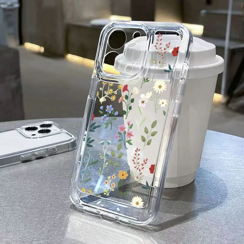Fall für iPhone 11 Fälle iPhone 13 Fall Blume klar Telefon Fall für iPhone 15 Pro max 14 12 xs xr x 7 8 plus 11 stoß feste Abdeckung