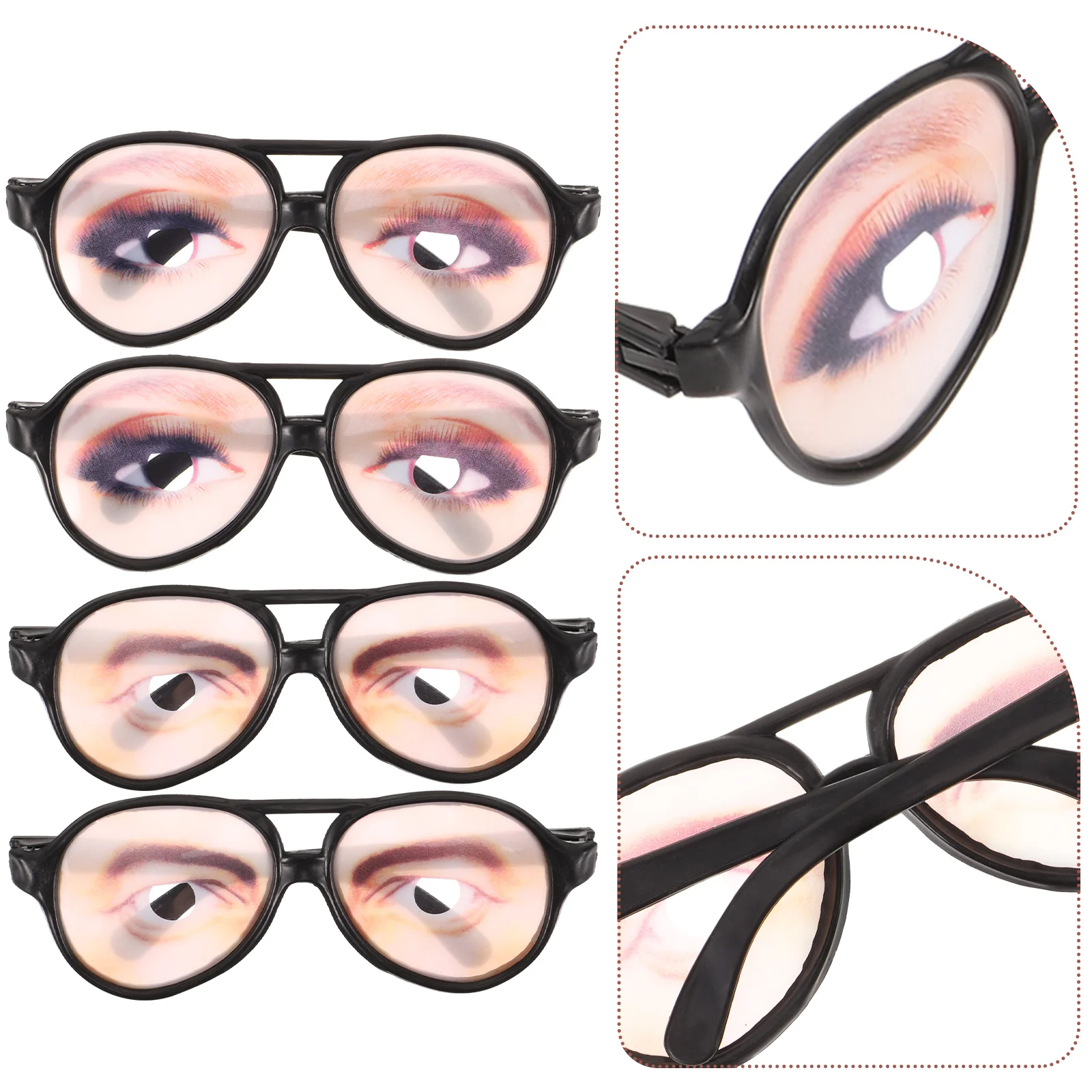 

4 Pcs Glasses Eyes Photo Prop Eyeglasses Carnival Party Birthday Halloween Funny Woman