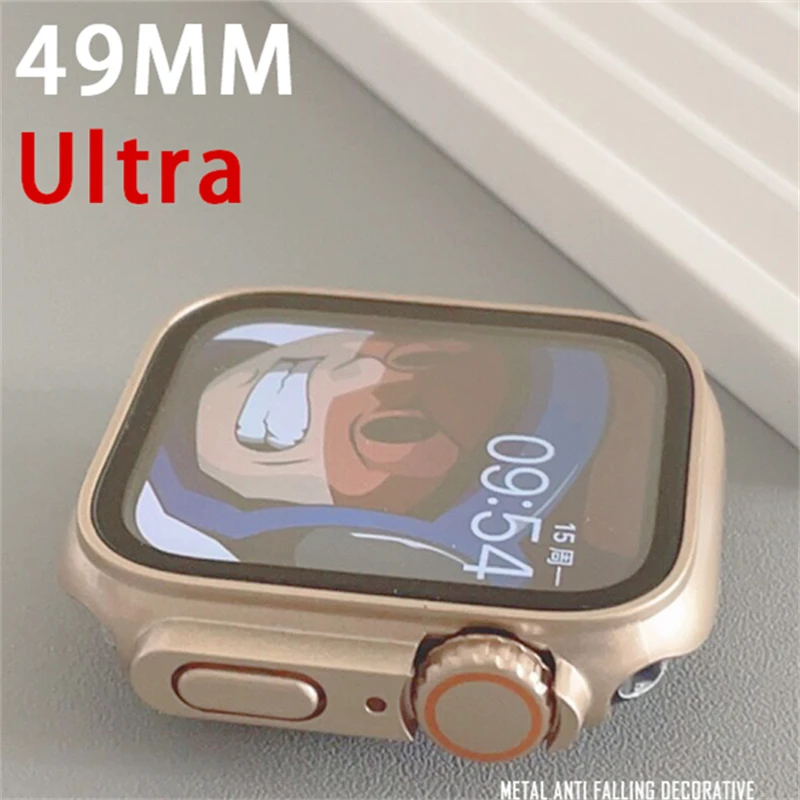 Change to Ultra Case+Protective Glass Film For Apple Watch Series 9 8 7 6 SE 5 4 Matte Cover For iWatch 45mm 44mm 42mm 41 40 38