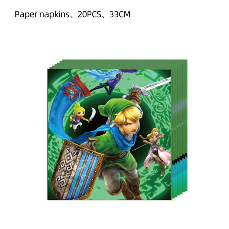 Abenteuer-Jungen Geburtstag Papier-Party-Deko Einweg-Tischgeschirr-Set Tischdecke Becher Ballon Kuchen Babyparty Zeldaa Jungen-Party-Zubehör – Detail 6