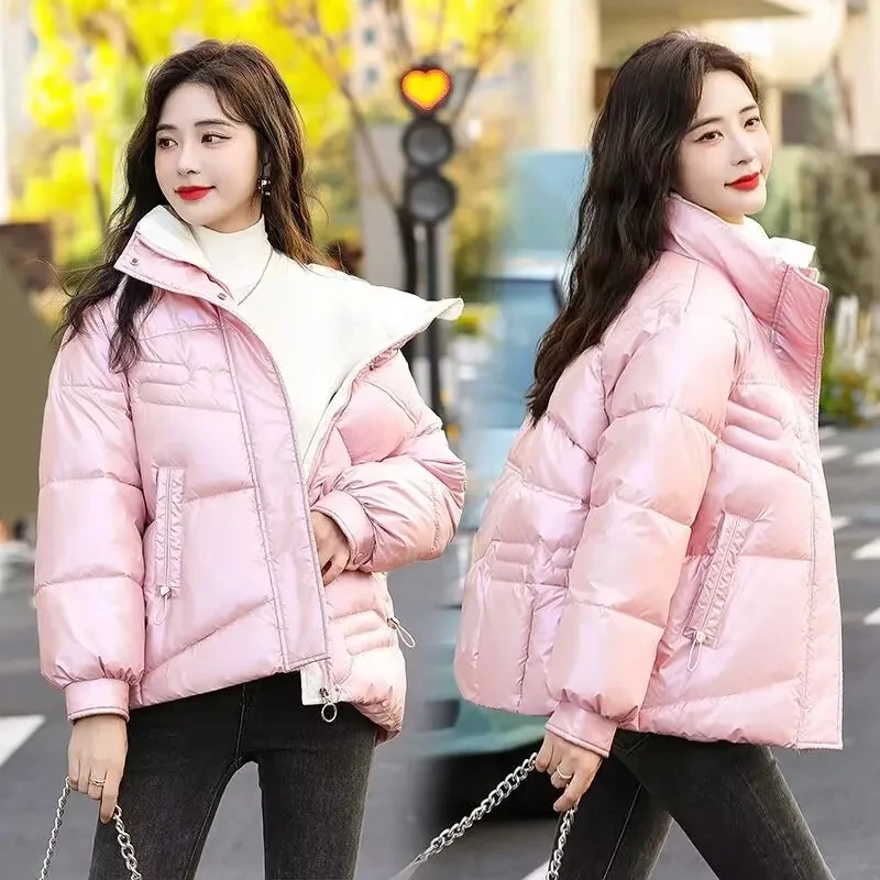 Bright Winter Jackets 2023 New Womens Puffer Coat Loose Warm Thicken Parkas Female Down Cotton Padded Jacket Short Outerwear