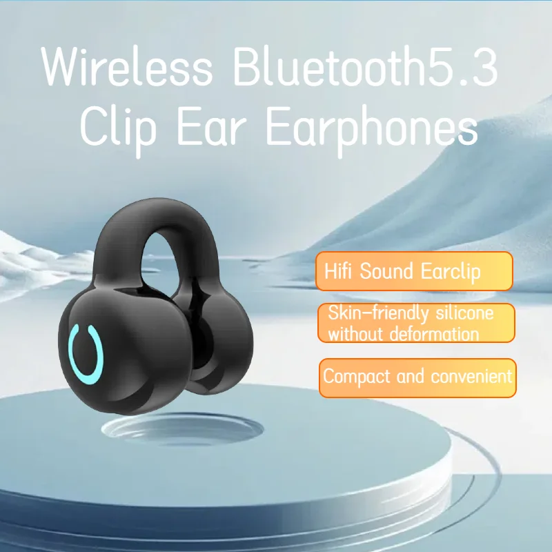 

Wireless Bluetooth5.3 Compact Earphones Clip Ear Music Noise Canceling Headset HD Call Sports Gaming Earphone Hifi Sound Earclip