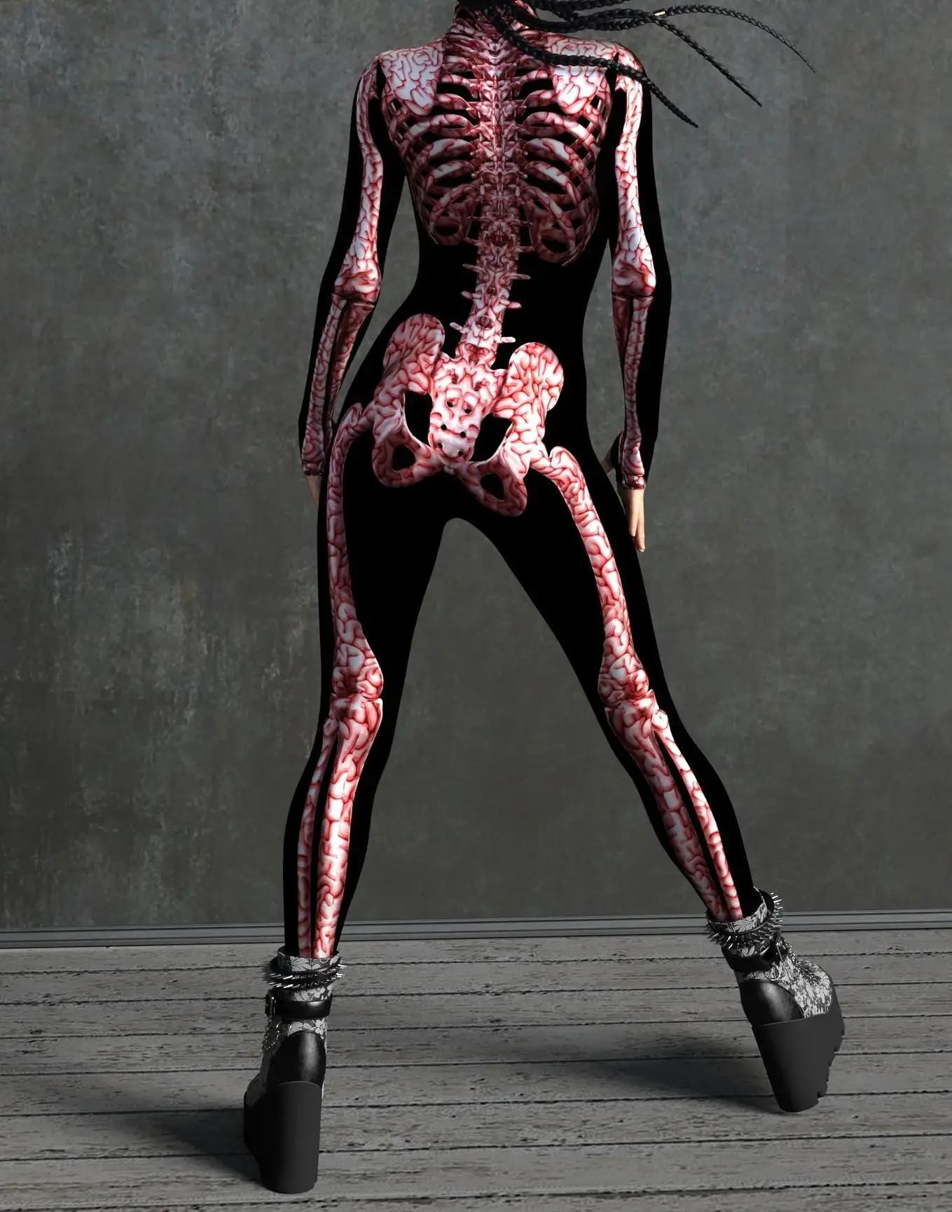 Karneval Totenkopf Party Bodysuit Damen Sexy Horror-Print Jumpsuit Feiertagsparty Maskerade Catsuit Kostüm Einzigartiges Aerial Yoga Set – Detail 18