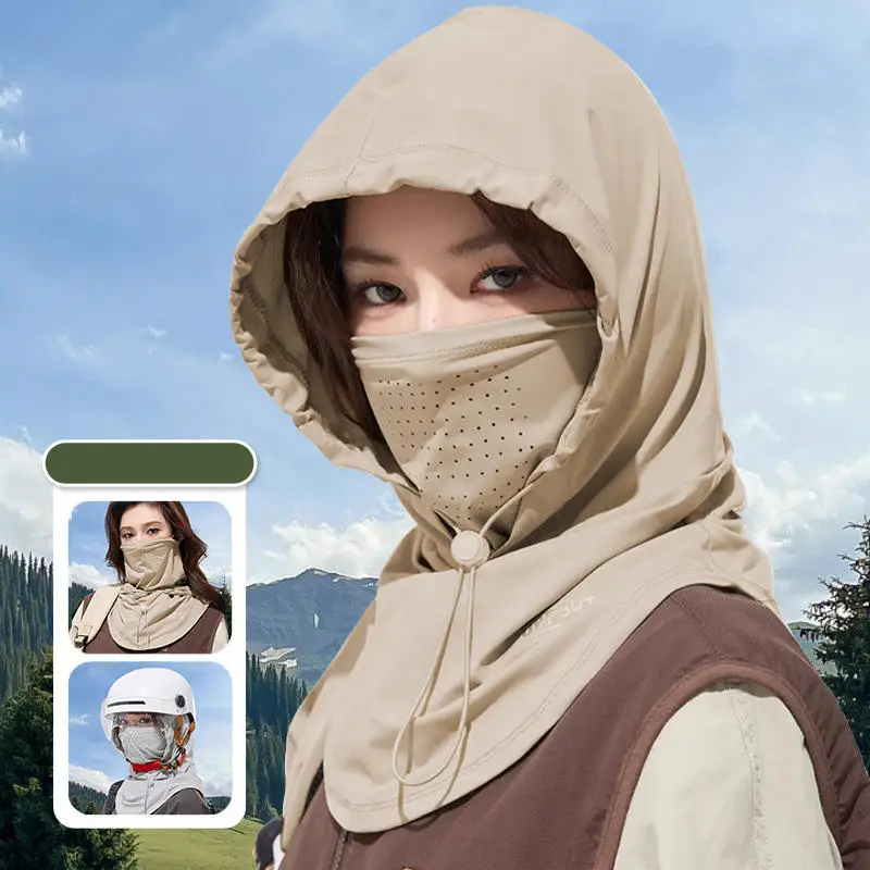 

Sun Hat With Back Hole Breathable Ice Silk Protection Face Guard Neck Gaiter Upf 50+ For Women Outdoor Cycling Hood