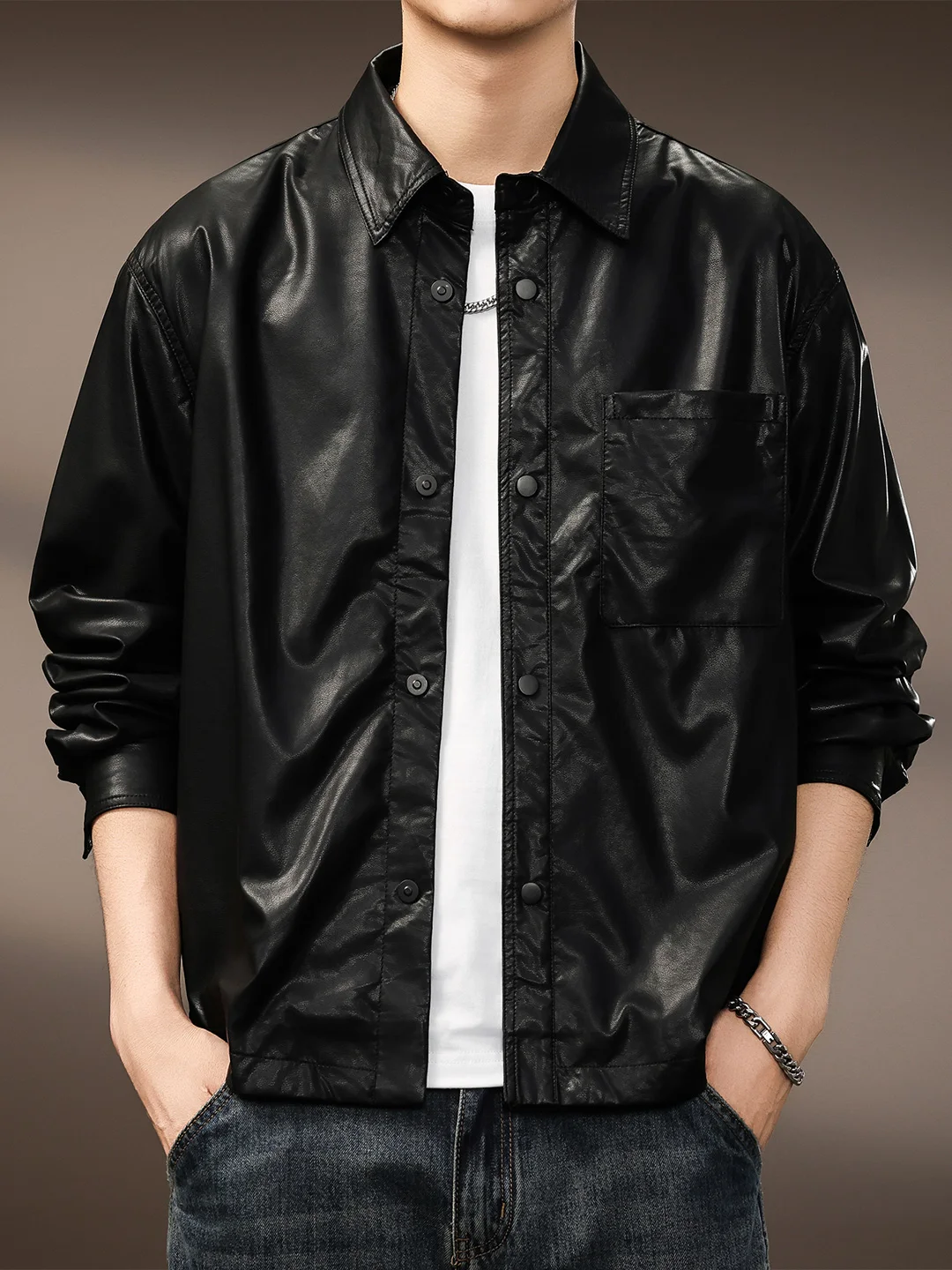 

Высококачественный ретро-американский джет из искусственной кожи с легкой талией, мужская рабочая одежда, уличный мотоциклетный дэт на осень