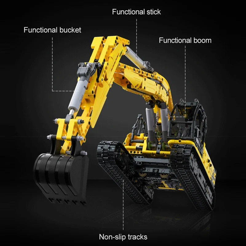 1702Pcs 1:20 City Remote Control Engineering Car DIY Model Building Blocks RC Excavator Bricks Toys For Kids Gift