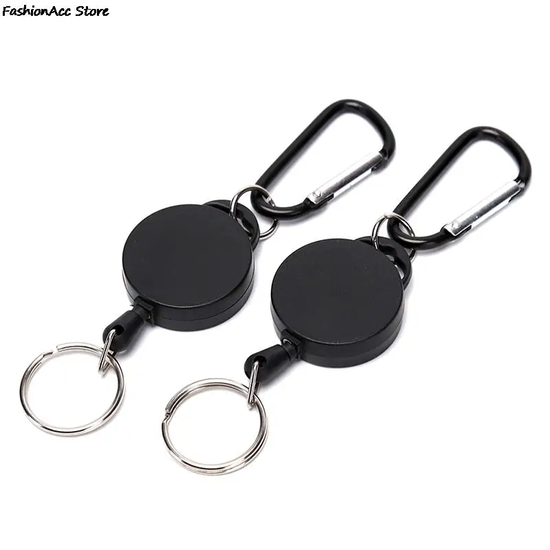 1PCS Black Retractable Keychain Reel Cord Recoil With Keyring Badge Clip Anti Loss Anti Theft Keychain Hot Sale