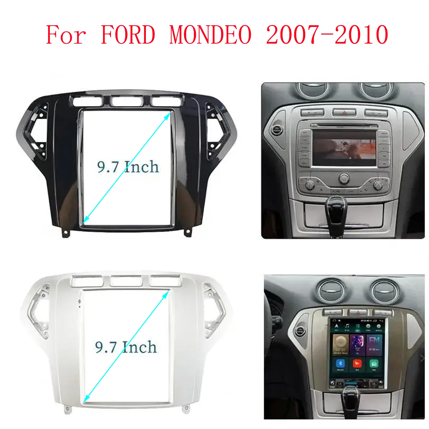 

9.7 Inch For 2007-2010 FORD MONDEO 2 Din Car Radio Frame Fascia Tesla Style Android MP5 Head Unit Audio Dash Fitting Panel Kit