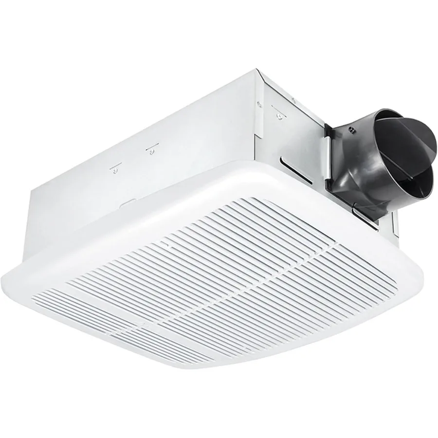 

Delta Radiance Exhaust Bathroom Fan 80 CFM Energy Efficient Quiet Operation Brushless Motor with Built-In Thermostat Heater Whi