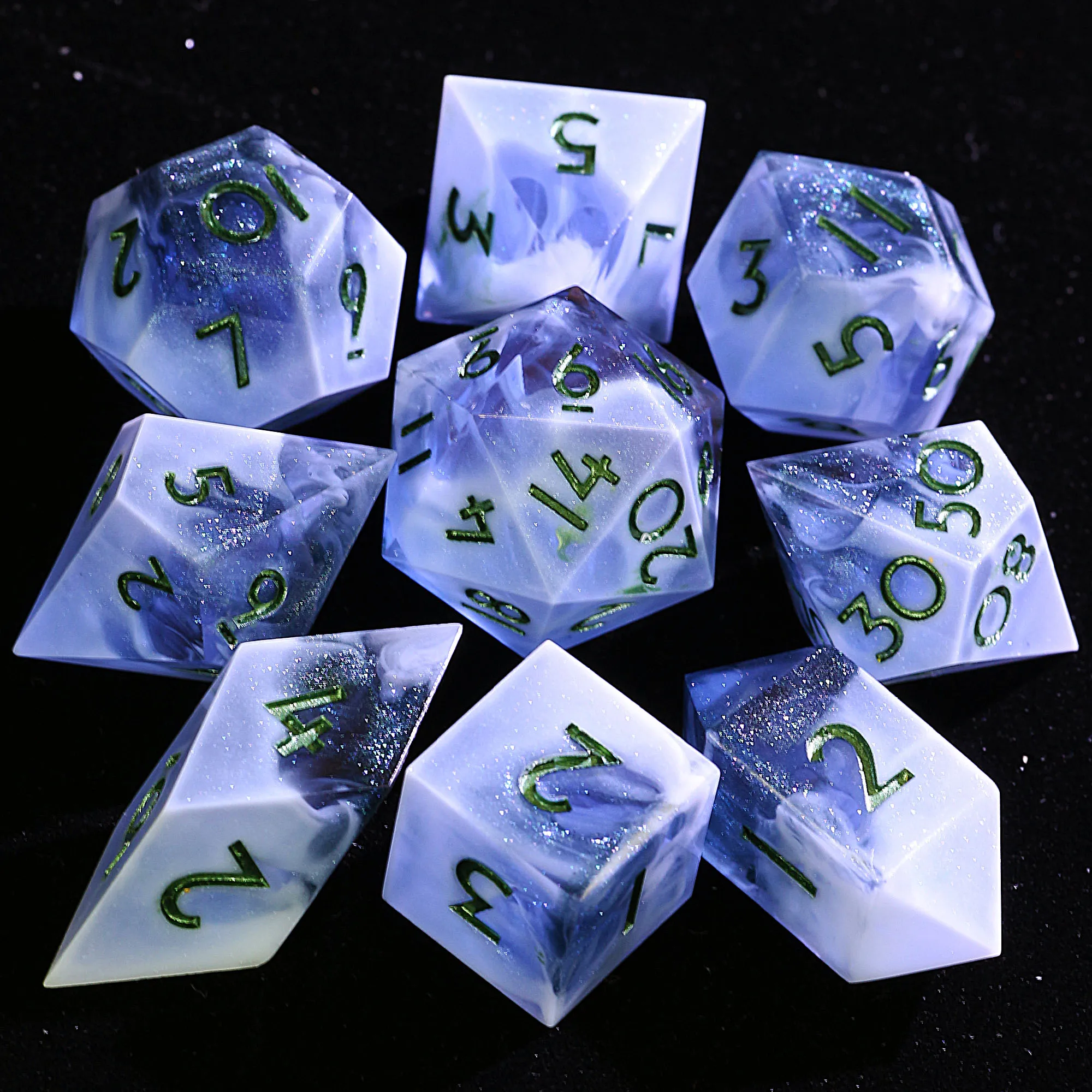 

Набор из 9 многогранных полимерных кубиков для D&D «Звездное небо ночью»