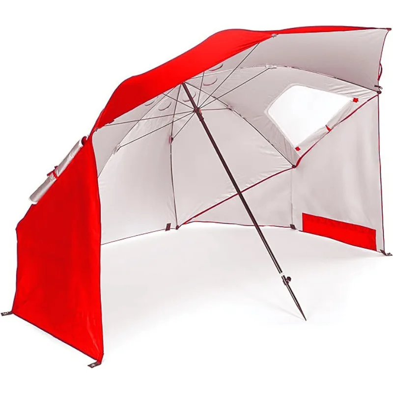 2.4 Meters Camping Parasol with Mesh Window Fishing Umbrella Beach Tent Umbrella Sun Protection and UV Protection