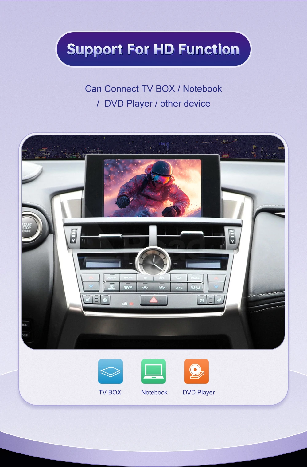 Kabelloses CarPlay Android Auto für Lexus NX RX IS ES GS RC CT LS LX LC UX GX 2014-2019 mit Mirror Link Airplay-Unterstützung Kamera Auto-Player – Detail 5