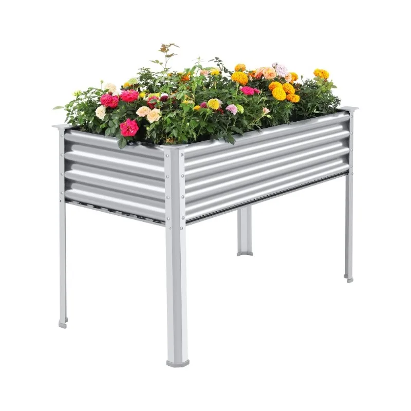 Guard Galvanized Raised Garden Bed with Legs Box with Drainage Holes for Backyard, Patio, Balcony, 400lb Capacity