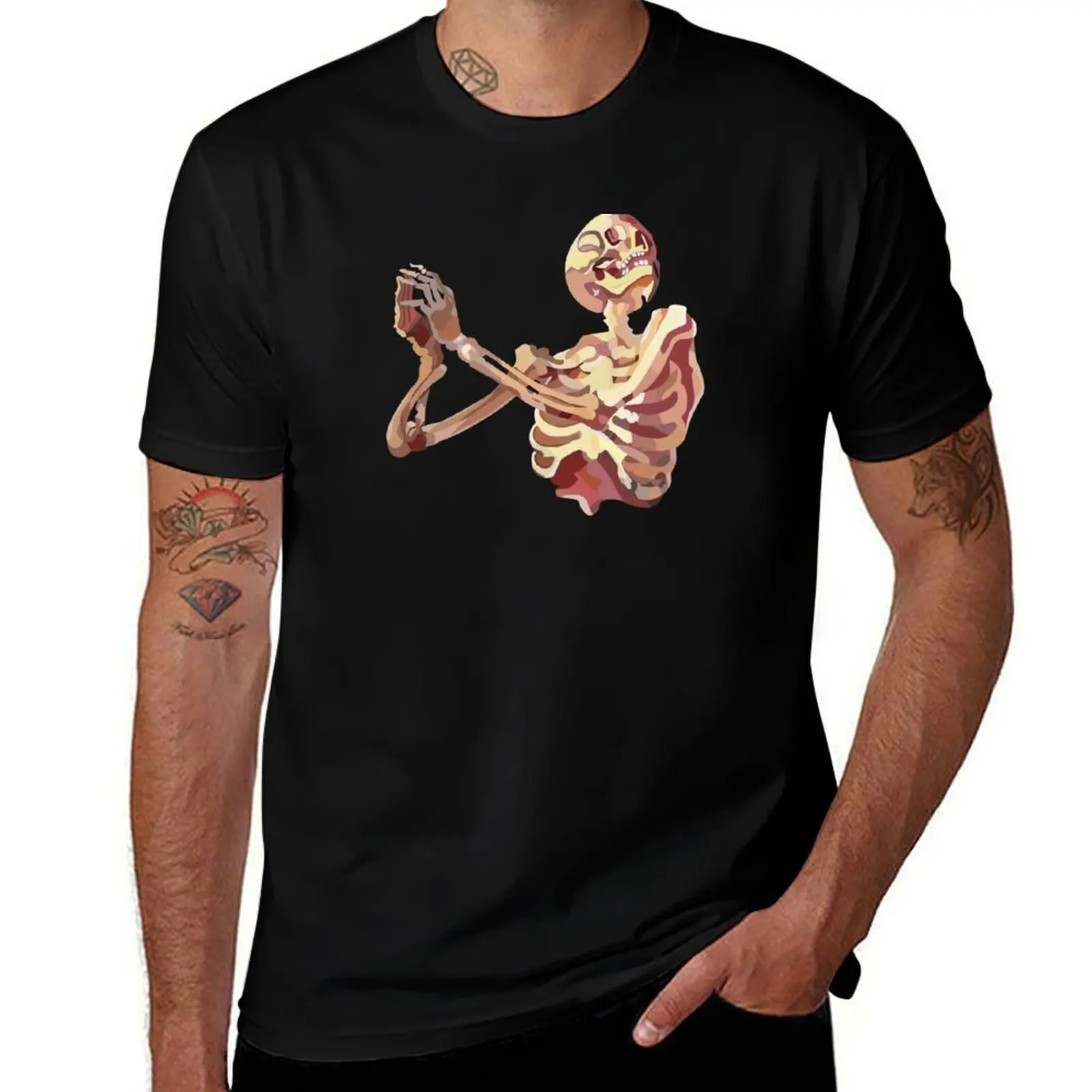 Skeleton Praying T-Shirt Basic Plain Tee for Spring and Summer T-Shirt