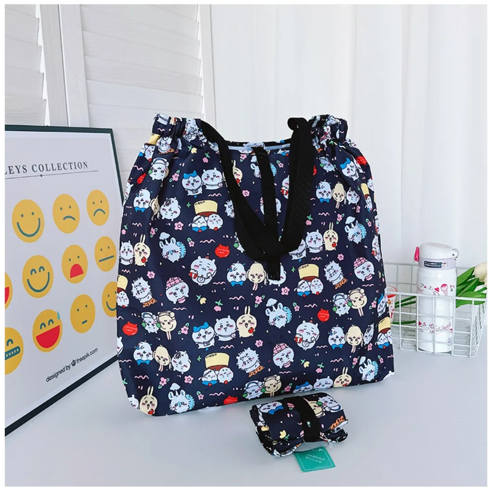Cute Chiikawa Cartoon Foldable Eco Shopping Bag Lightweight Large Capacity Single Shoulder Bag for Women Outdoor Ravel Use Gift view 3
