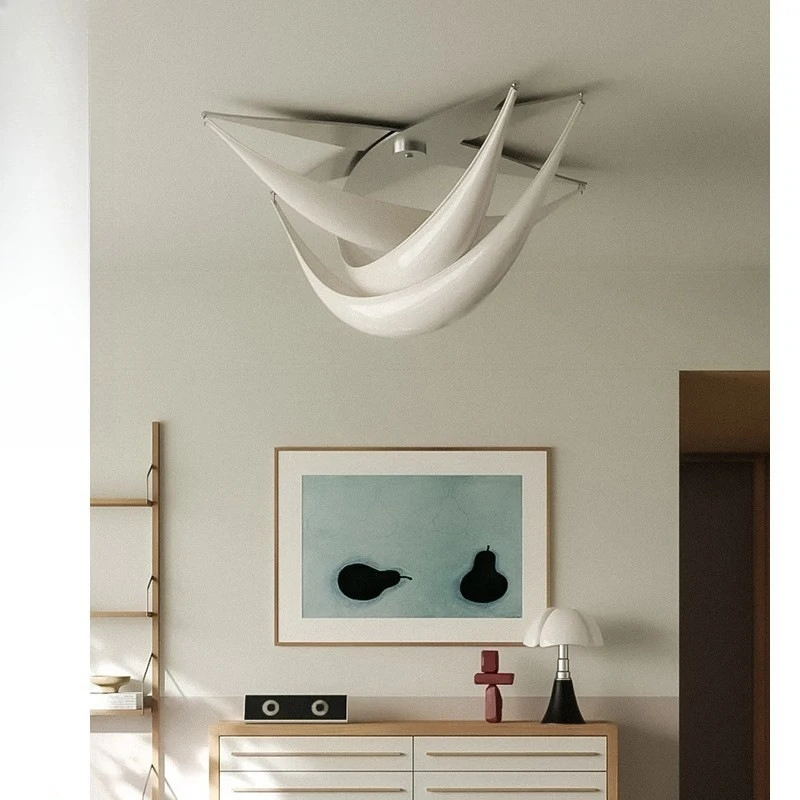 Nordic medieval cream living room crescent ceiling light, modern simple villa dining room designer bedroom study main light