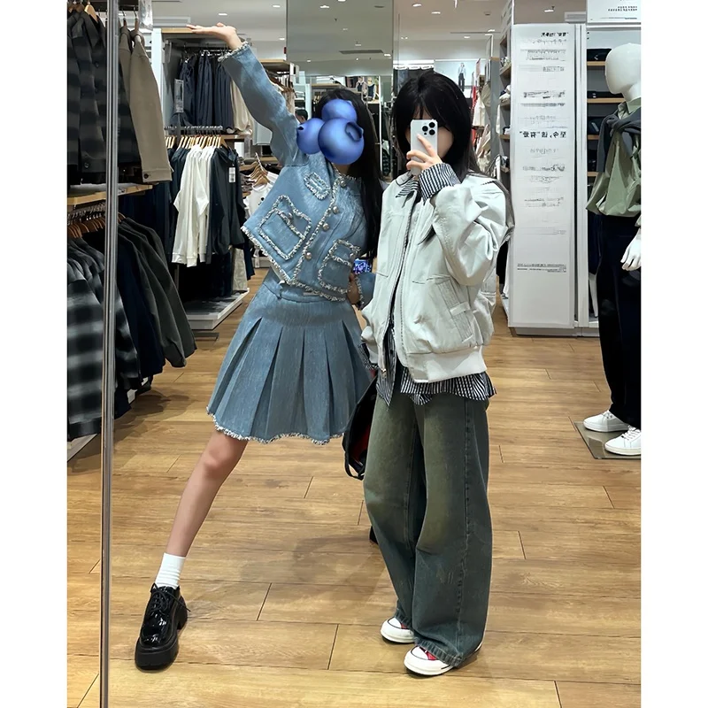 Jaqueta Feminina Retrô Estilo Workwear 2024 Nova Coleção Primavera Outono Casaco Detroit de Alta Qualidade para Início do Outono