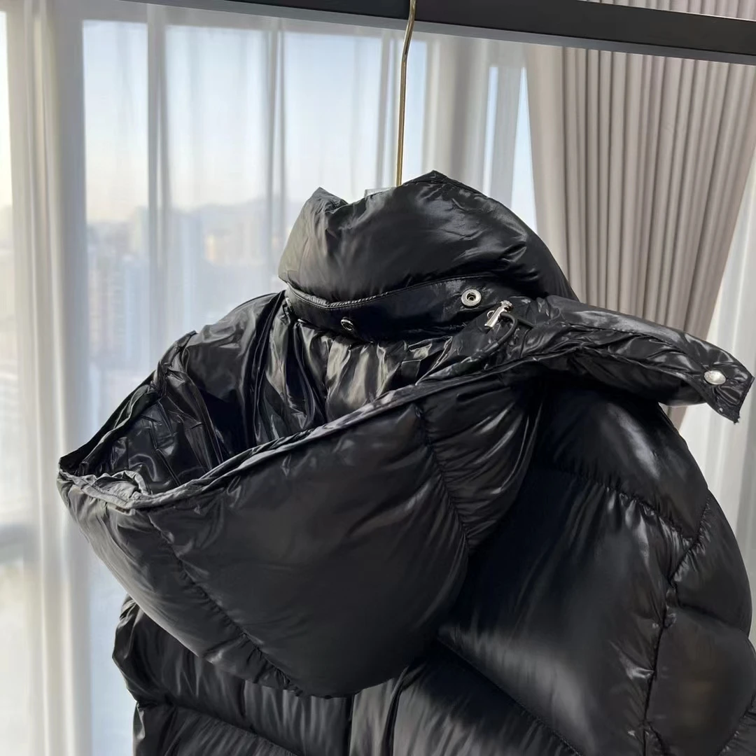 Faionable Thiened White Du down Puffer Jaet 2023 Winter New Arrival Women's Mid-Length Hooded Bright Surface Wa-Free