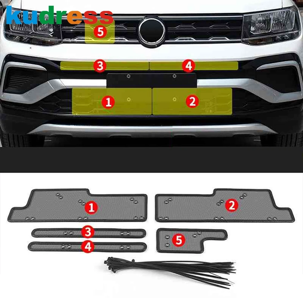 Front Grille For Volkswagen VW T-cross Tcross 2018-2021 2022 2023 Insert Net Insect Screening Mesh Cover Trim Car Accessories