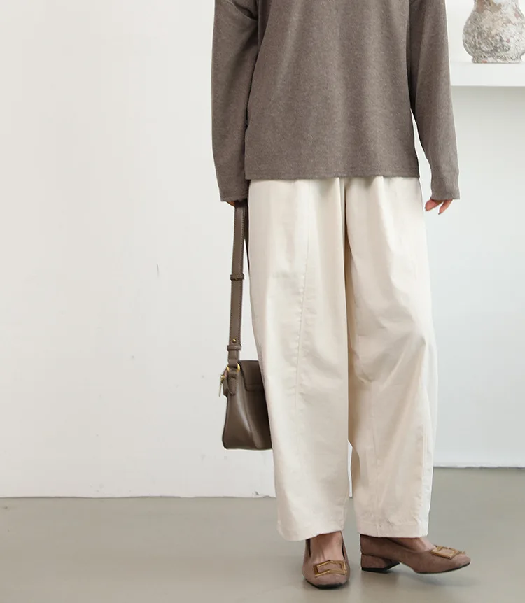 กางเกงขายาวทรงหลวมสไตล์ใหม่สำหรับผู้หญิง ฤดูใบไม้ร่วง ฤดูหนาว ทรงฮาเร็ม ขากว้าง สวมใส่สบาย