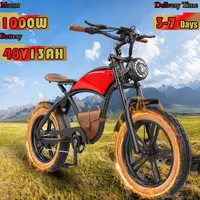 Electric Bicycle 1000W Powerful Motor 48V13AH Battery E-bike Retro Motorcycle Adult 20*4 Inch All-Terrain Fat Tire Electric Bike