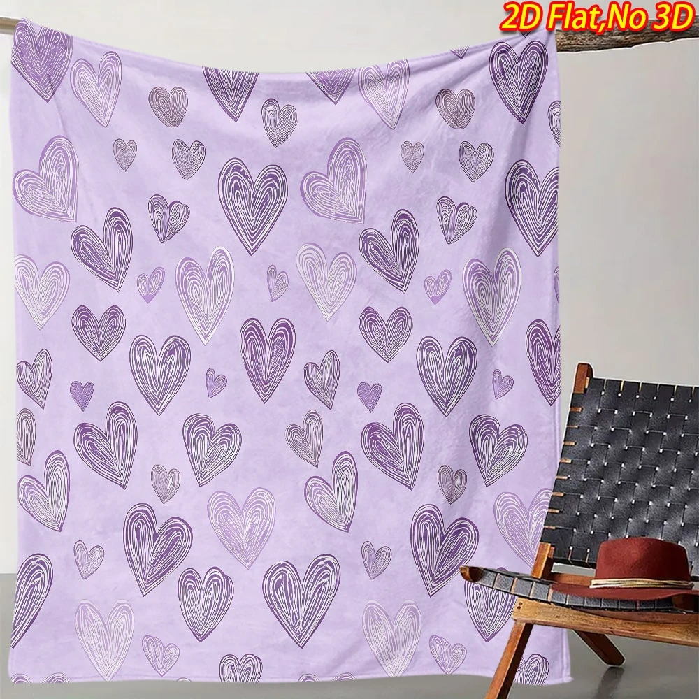 1pc 2D Flat Printing Spring And Summer New Arrival Romantic Lavender Purple Gradient Hand-Painted Heart Pattern Digital Print Bl