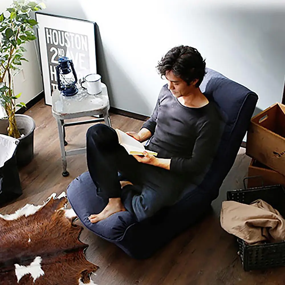 أريكة يابانية كسولة كرسي فردي قابل للطي كرسي أرضي تاتامي مقعد ترفيهي قابل للتعديل مع ظهر مكون من 4 قطع