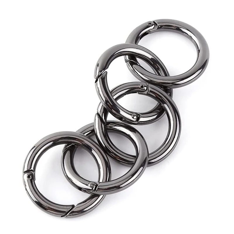 50Pcs Round Carabiner, Zinc Alloy Spring Loaded Gate Locking Hook Quick Realse Key Ring Buckle O Ring Bags Handbag Belt