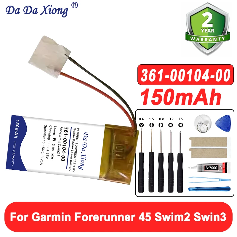 Replacement Battery 361-00104-20 361-00104-00 For Garmin Forerunner 45 Swim2 361-00104-00 Rechargeable Batteries 150mAh
