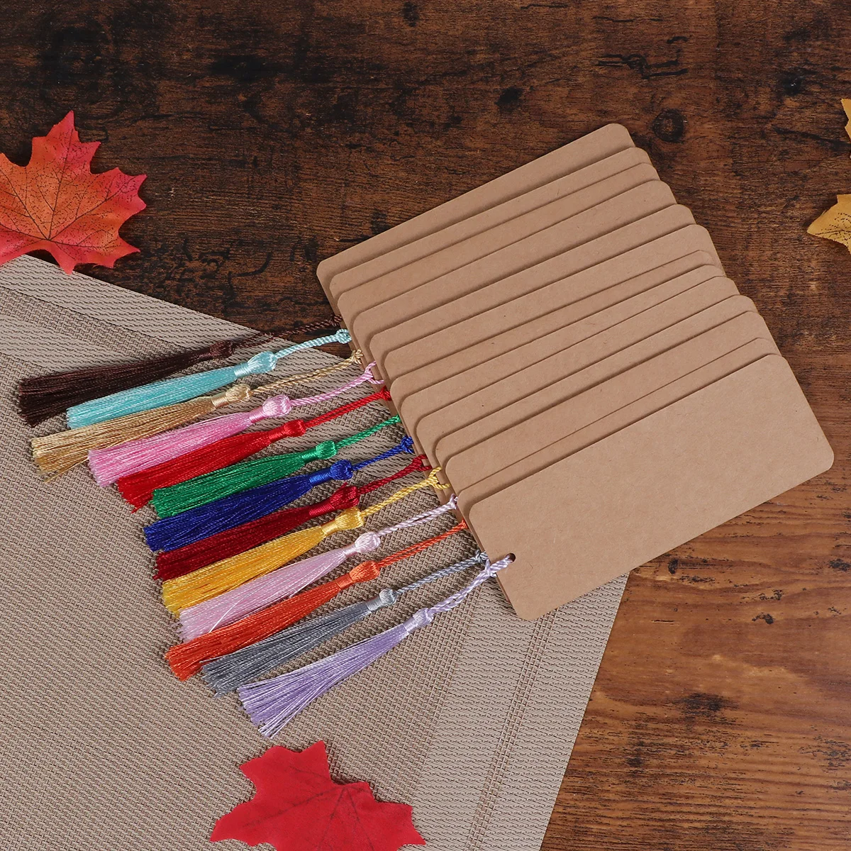 

24 Pcs Blank Bookmark Student Tabs DIY with Tassel Bookmarks Cardstock