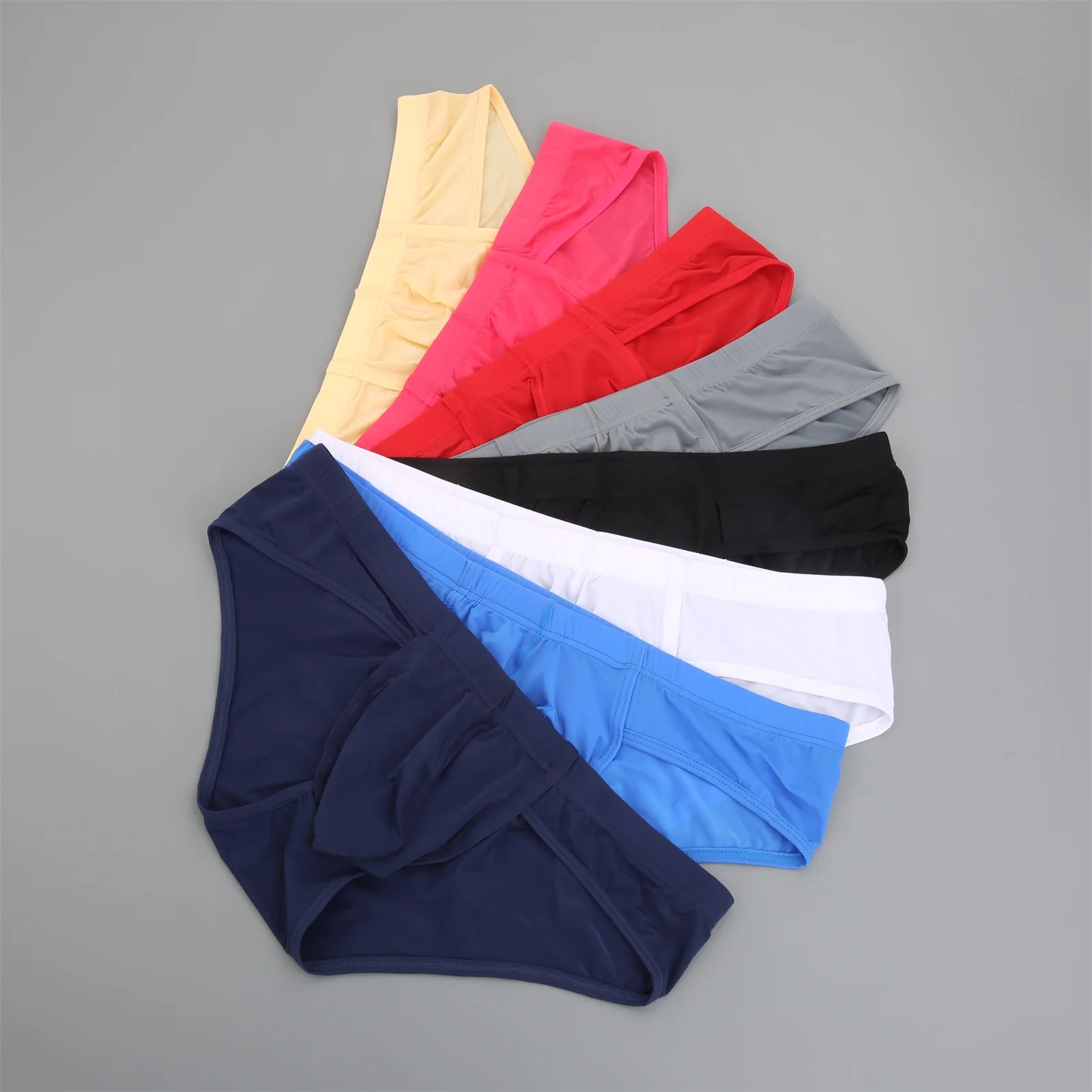 4Pcs Men's Sports Panties Ice Silk Comfortable Bulge Pouch Briefs Fitness Exercise Underwear Male Low-waist Underpants Bikini