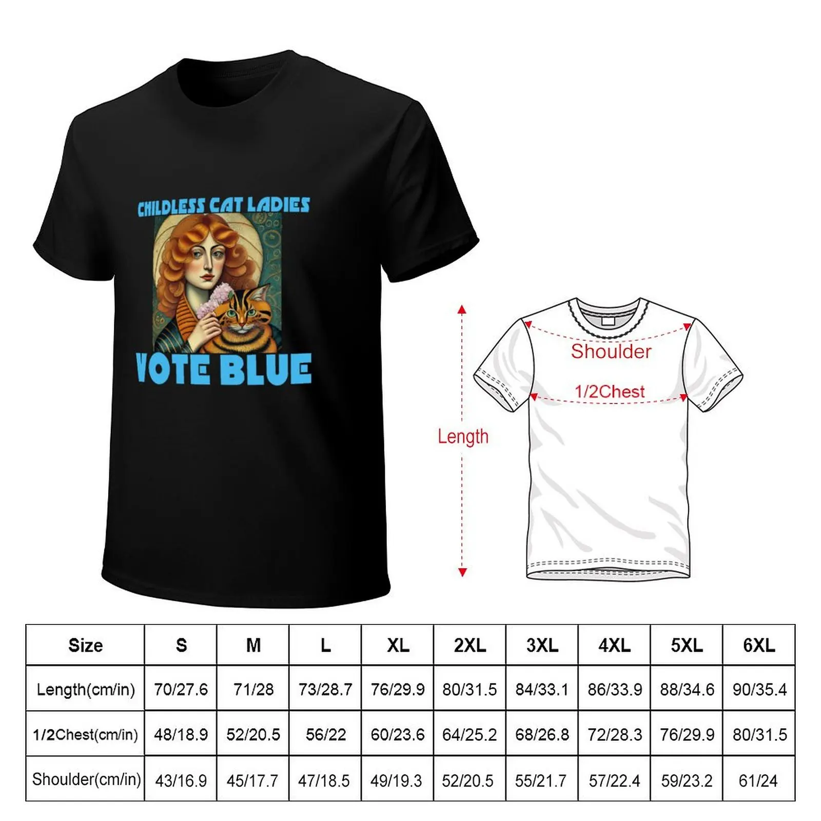 CHILDLESS CAT LADIES VOTE BLUE T-Shirt Simple Casual Short Sleeve Cotton T-Shirt