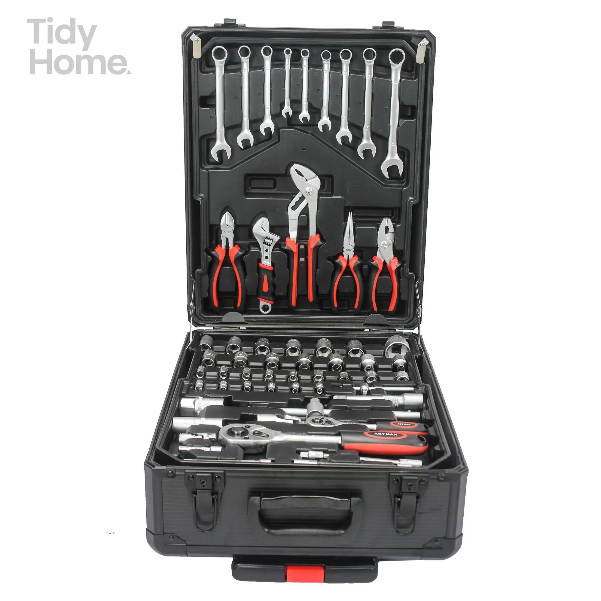 Black Hand Tool Box with 4 Layers of Toolset and Wheels tool storage box rolling  organizer storage for tools safety waterproof