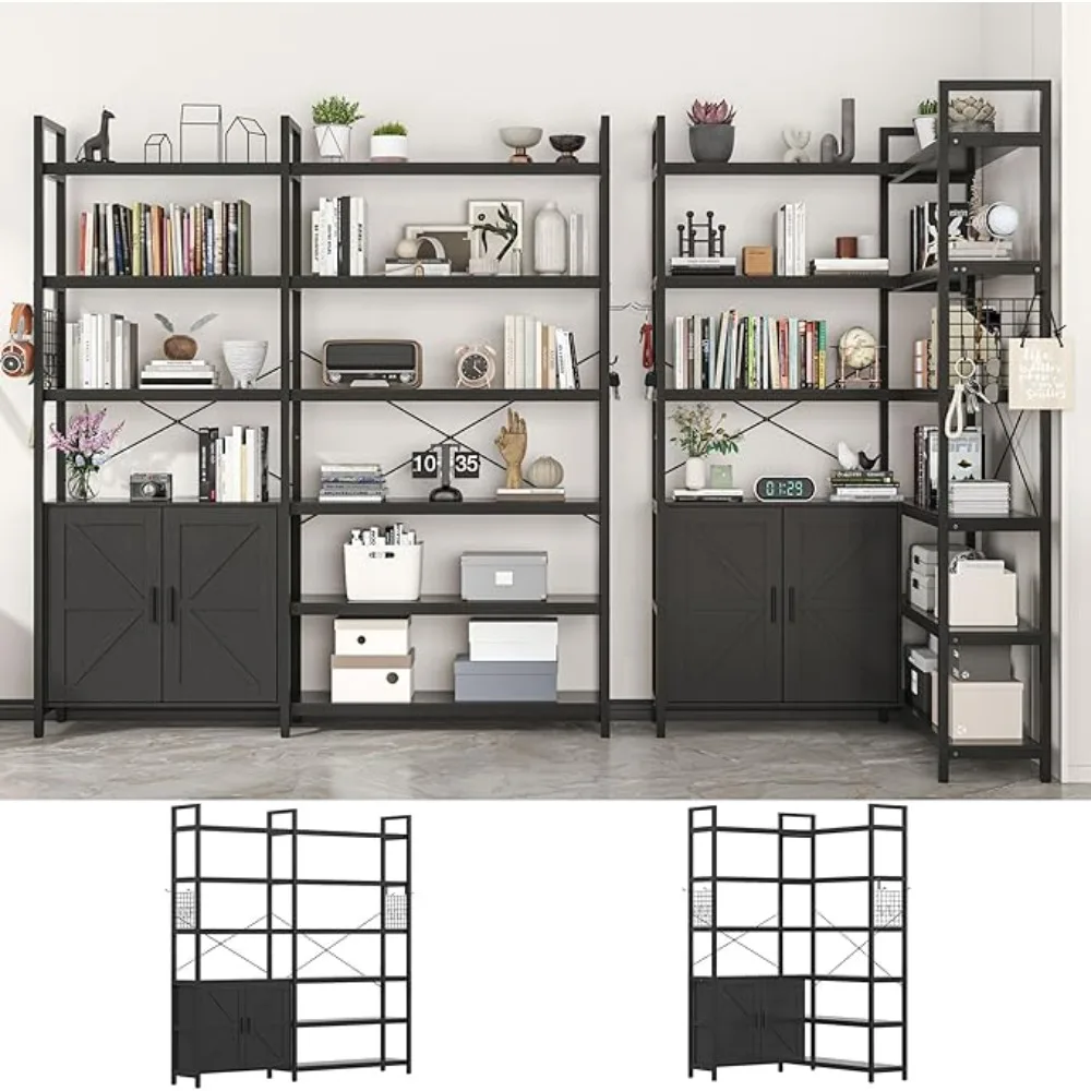 

Arched Bookshelf and Bookshelf, Large Open Bookshelf with Three Layers Wide and Five Layers, and Display Rack